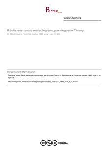 Récits des temps mérovingiens, par Augustin Thierry.  ; n°1 ; vol.1, pg 404-406