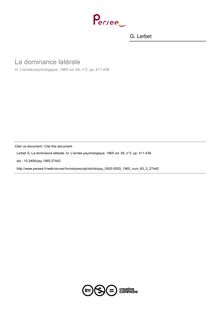 La dominance latérale - article ; n°2 ; vol.65, pg 411-438