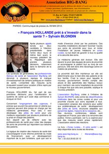 François HOLLANDE prêt à s investir dans la santé?