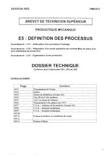 Organisation d une production 2002 BTS Productique mécanique