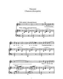Partition complète (D minor: haut voix et piano), Chanson désespérée
