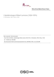 L épistémologie d Albert Lemoine (1824-1874) - article ; n°88 ; vol.25, pg 75-84