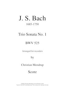 Partition complète, orgue Sonata No.1, Trio Sonata, E♭ major, Bach, Johann Sebastian par Johann Sebastian Bach