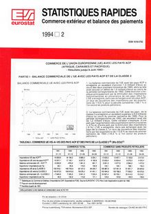 STATISTIQUES RAPIDES Commerce extérieur et balance des paiements. 1994 2