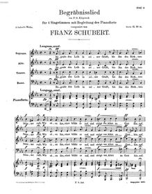 Partition complète, Begräbnislied, D.168, Schubert, Franz