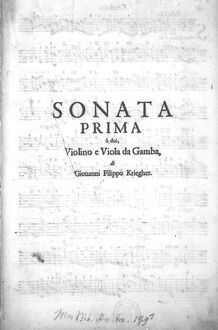 Partition Sonata No.1 en C major, 12 sonates pour violon, viole de gambe et Continuo