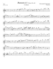 Partition ténor viole de gambe 1, octave aigu clef, Fantasia pour 5 violes de gambe, RC 47