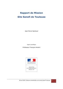 Rapport de Mission Site Sanofi de Toulouse du 30 Avril 2013