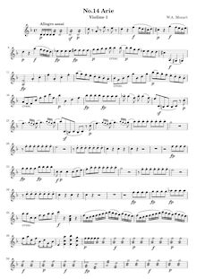 Partition violons I, Die Zauberflöte, The Magic Flute, Mozart, Wolfgang Amadeus