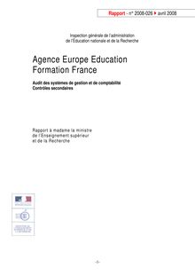 Agence Europe Education Formation France : audit des systèmes de gestion et de comptabilité - Contrôles secondaires