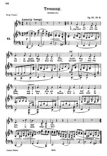Partition No.6 Trennung, 6 chansons, Brahms, Johannes