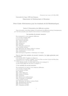 Petit Guide d Orientation pour les étudiants du L3 Mathématiques.