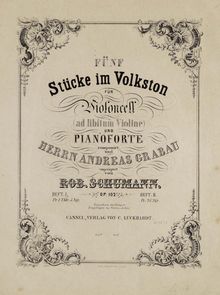 Partition de piano, Fünf Stücke im Volkston, Op.102, Fünf Stücke im Volkston5 Pieces in Folk styleFive Pieces in Popular FormCinq Pieces en ton populaire