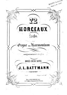 Partition Nos.1 to 12, 72 pièces pour orgue ou Harmonium, 72 Morceaux pour Orgue ou Harmonium