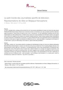 Le petit monde des Journalistes sportifs de télévision. Représentations de rôles en Belgique francophone - article ; n°57 ; vol.11, pg 49-64