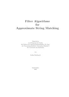 Filter algorithms for approximate string matching [Elektronische Ressource] / von Stefan Burkhardt
