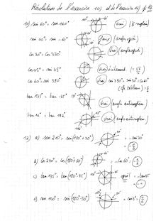 Corrigé exercices 10 et 12 page 14 (cercle trigonométrique)