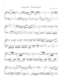 Partition Sonata R.74 en D major, clavier sonates R.71-80, Soler, Antonio