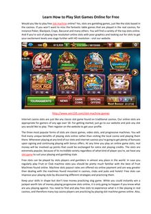 Learn How to Play Slot Games Online for Free 