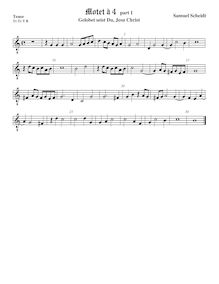 Partition 1st verse − ténor viole de gambe, octave aigu clef, Tabulatura Nova