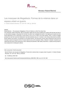 Les mooryaan de Mogadiscio. Formes de la violence dans un espace urbain en guerre. - article ; n°130 ; vol.33, pg 295-320