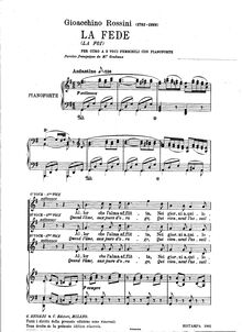 Partition , La Foi, 3 Choeurs religieux, G major, Rossini, Gioacchino