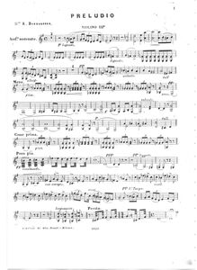 Partition violons III, Preludio per Tre Violini, viole de gambe, violoncelle e Basso