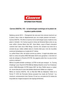 INFORMATION PRESSE Carrera DIGITAL 143  la technologie numérique ...