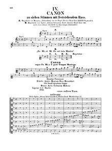 Partition complète, Canon, Canon super fa miá 7 post tempus musicum ; Kanon zu sieben Stimmen nebst einer Basso~ostinato Stimme
