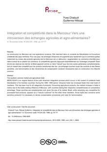 Intégration et compétitivité dans le Mercosur Vers une introversion des échanges agricoles et agro-alimentaires? - article ; n°1 ; vol.234, pg 67-77