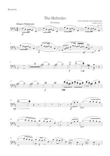 Partition bassons 1/2, pour Hebrides, Op.26, Fingal s CaveLe Ebridi