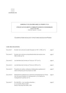 IEPP epreuve sur documents   sciences economiques 2007 bac+1 epreuve sur documents sciences economiques admission en deuxieme annee