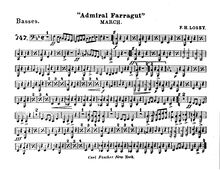 Partition baryton (basse Clef), Admiral Farragut, C Major, Losey, Frank Hoyt
