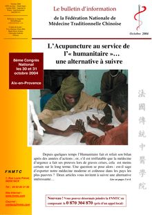 Bulletin n°10 - L Acupuncture au service de l « humanitaire » une ...