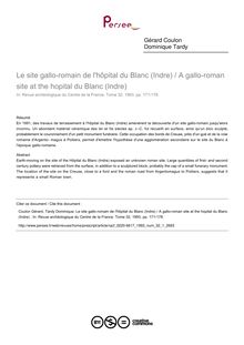 Le site gallo-romain de l hôpital du Blanc (Indre) / A gallo-roman site at the hopital du Blanc (Indre)  - article ; n°1 ; vol.32, pg 171-178
