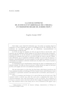 La Cour commune de justice et d’arbitrage de l’OHADA : un troisième degré de juridiction ? - article ; n°4 ; vol.57, pg 943-955