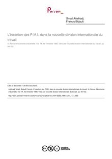 L insertion des P.M.I. dans la nouvelle division internationale du travail - article ; n°1 ; vol.14, pg 94-102