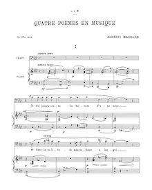 Partition complète, 4 poèmes en musique, Op.15, Magnard, Albéric
