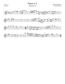 Partition Treble2 viole de gambe, Airs pour 3 violes de gambe (aigu, ténor, basse) par John Jenkins
