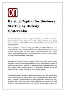Raising Capital for Business Startup by Oleksiy Nesterenko