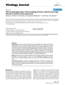 Chromatography paper strip sampling of enteric adenoviruses type 40 and 41 positive stool specimens