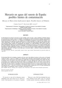 Mercurio en aguas del sureste de España: posibles fuentes de contaminación (Mercury in Waters from South-eastern Spain: Possible Sources of Pollution)