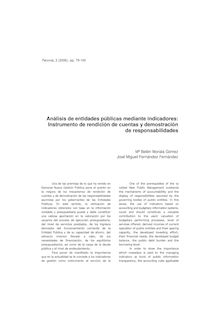 Análisis de entidades públicas mediante indicadores : instrumento de rendición de cuentas y demostración de responsabilidades