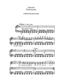 Partition complète (D Major: haut voix et piano), Pitchounette
