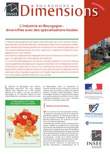 Lindustrie en Bourgogne :   diversifiée avec des spécialisations locales