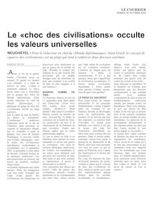 Le «choc des civilisations» occulte les valeurs universelles