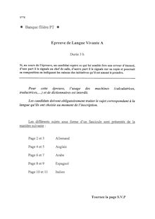 Langues vivantes A 2008 Classe Prepa PT Banque Filière PT