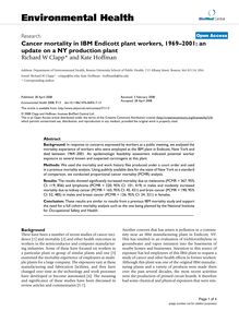 Cancer mortality in IBM Endicott plant workers, 1969–2001: an update on a NY production plant