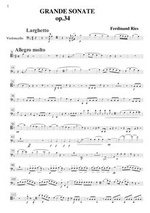 Partition violoncelle , partie, Grande Sonata, Grande Cello Sonata, Op.34