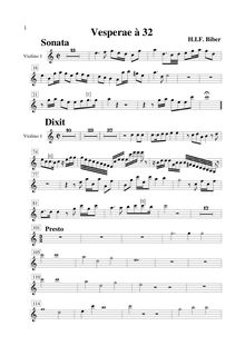 Partition violon 1, Vesperæ à 32, Dixit Dominus & Magnificat